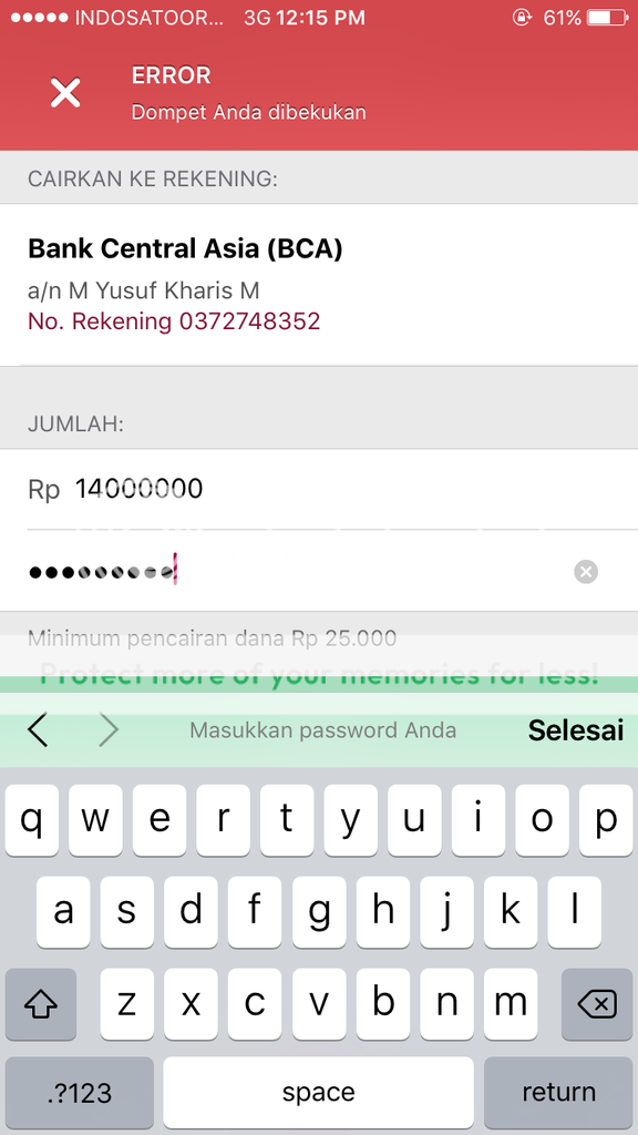 Jualan di bukalapak, dana dibekukan 14,7jt & seminggu no respon