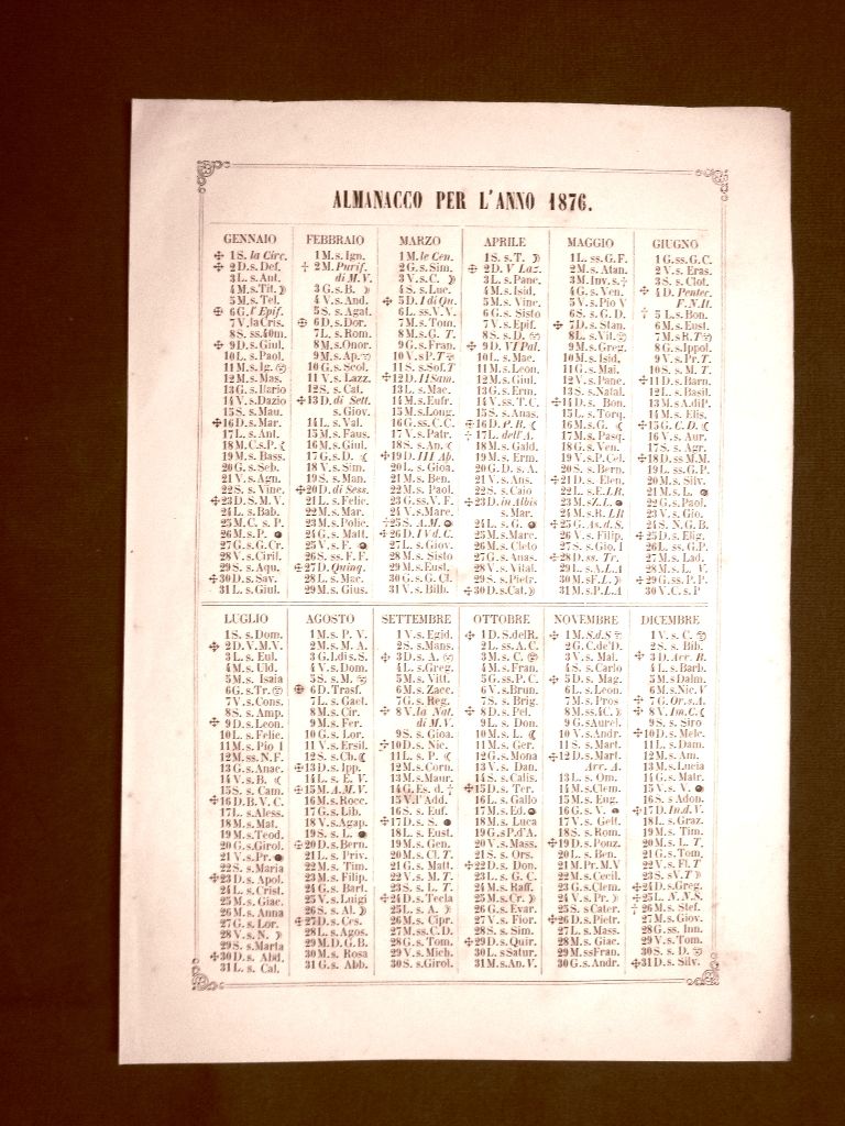 Almanacco O Calendario Per L Anno 1876 Stampa Autentica Del 1875 Ebay